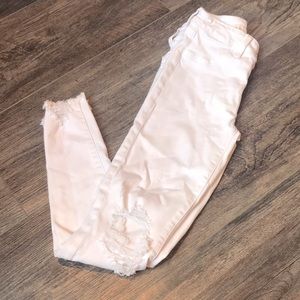 White Stretchy Ripped American Eagle Skinny Jeans